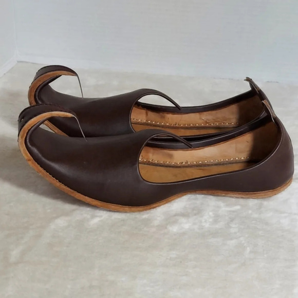 Men's Brown All Leather Handmade‎ Punjabi Jutti Shoes - Picture 15 of 15